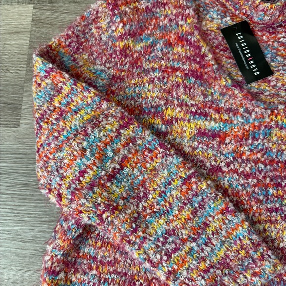 NWT Fashion Nova Lucia eyelash key hole sweater multicolor Large L - Picture 4 of 7